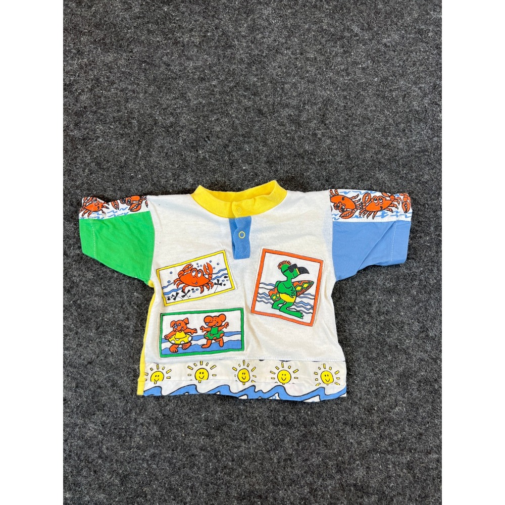 Vintage 90s Little by Little Baby Polo Shirt 12M Colorblock Beach Graphics